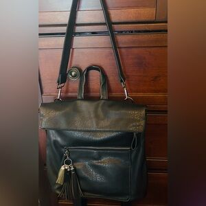 Urban Expressions black vegan leather backpack/purse